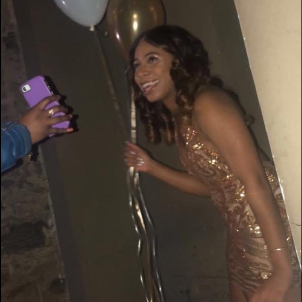 Sequin Gold Mini Backless Dress